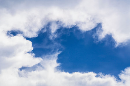 Beautiful blue sky with white clouds for background for background.の写真素材