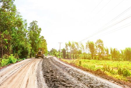 Road Construction and repair ,Making rural roads .の写真素材