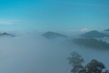 landscape,Â fog and cloud mountain valley , Morning fog , Sun rises .の写真素材