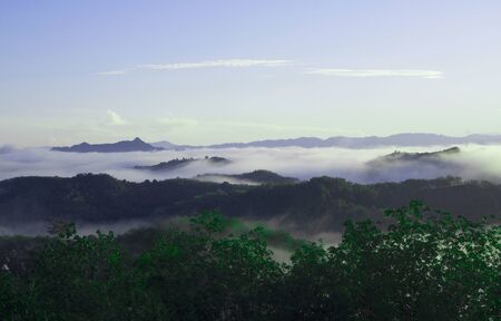 landscape,Â fog and cloud mountain valley , Morning fog , Sun rises .の写真素材
