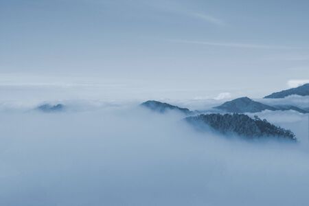 landscape,Â fog and cloud mountain valley , Morning fog , Sun rises .の写真素材