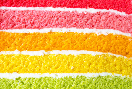Closeup texture layer of Rainbow cake .Delicious rainbow cakeÂ .の写真素材