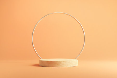 Wood podium and minimal abstract background, 3d rendering geometric shape, Stage for awards on website in modern.の写真素材