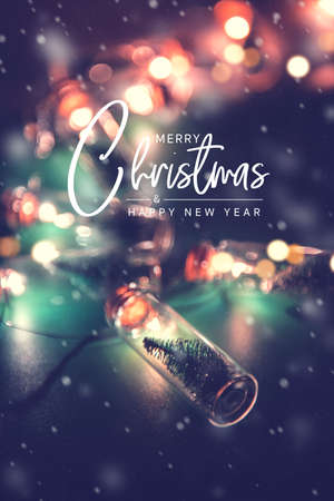 Merry Christmas and happy new year concept, Close up, Elegant Christmas tree in glass jar decoration.の写真素材
