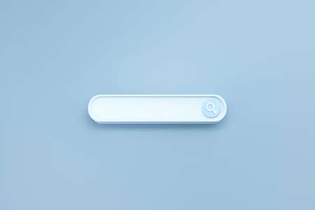 Search or magnifying glass in blank search bar on Background, 3d render, minimal and copy space.の写真素材