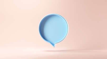 Bubble talk or comment sign symbol on rose gold background. 3d render