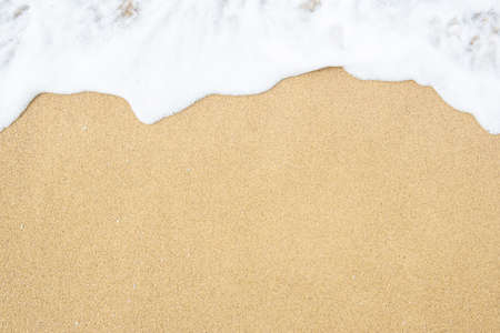Close up soft wave lapped the sandy beach, Summer Background.