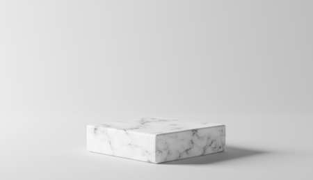 Empty white marble podium on grey color background, Product Stand. 3D Renderingの写真素材