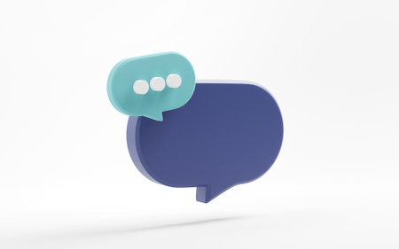 Blank bubble talk or comment sign symbol on white background. copy space, 3d render.の写真素材