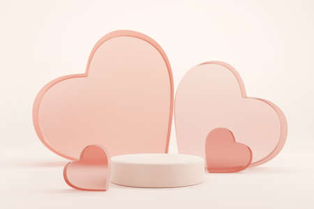 Background minimal geometry podium for product in Valentine's day, 3D rendering.の写真素材