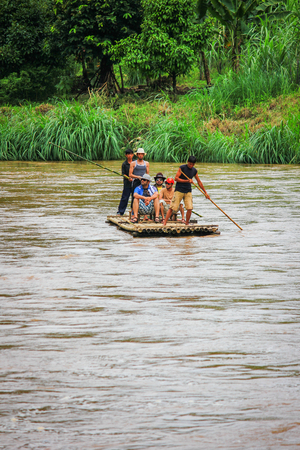 CHIANG MAI,THAILAND,AUGUST 25 - Bamboo rafting on river,Chiang Mai,Thailandのeditorial素材