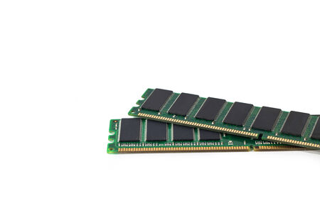 A shot of two DDR RAM sticks isolated on white