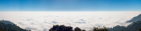 Panorama of morning mist on doi angkhang mountain, Chiang Mai, Thailand.の写真素材