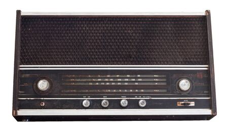 Vintage fashioned radio isolated on white backgroundの写真素材