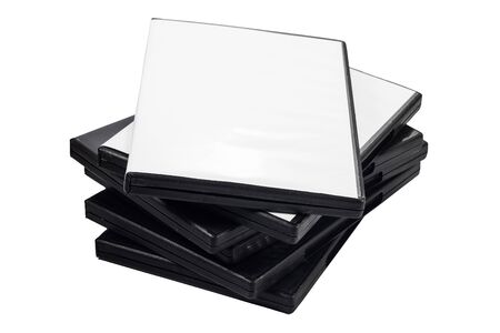 Heap of DVDs isolated on the white backgroundの写真素材