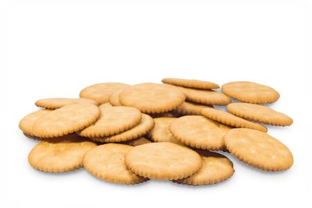 Cracker cookies isolated on white backgroundの写真素材