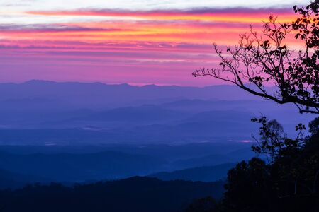 Morning sunrise vantage point on the mountain, Chiang Mai, Thailand.の写真素材