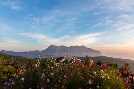 Sunrise on Doi Luang Chiang Dao, taken from Doi Mae Taman, Chiang Mai, Thailand.の写真素材