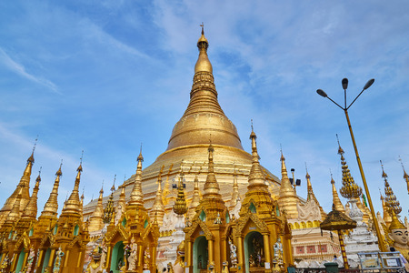 Shwedagon Paya pagoda Myanmer famous sacred place and tourist attraction landmark.Yangon, Myanmarの写真素材