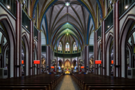 church interior blur abstract backgroundの写真素材