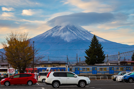 Kawaguchiko, Japan - Nov 14 2017 - Kawaguchiko station is a train and bus station that everyone has come to visit Fuji Mountain.のeditorial素材