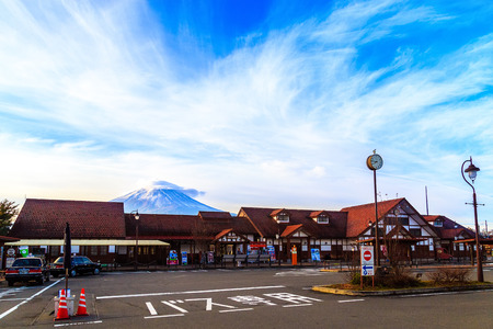 Kawaguchiko, Japan - Nov 14 2017 - Kawaguchiko station is a train and bus station that everyone has come to visit Fuji Mountain.のeditorial素材
