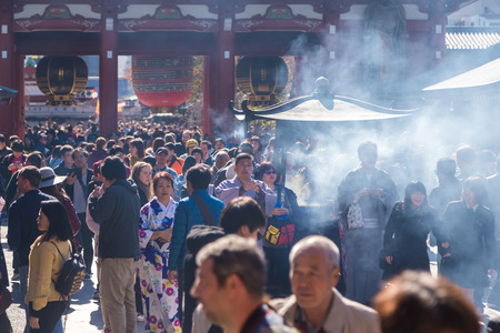 TOKYO, JAPAN - Nov 16, 2017:  The Senso-ji Buddhist Temple is the symbol of Asakusa.It is the oldest and the most significant Buddhist temple in Tokyo.のeditorial素材