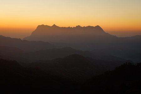 Beautiful Doi Luang Chiang Dao mountain in the morning at Chiang Mai , Thailandの写真素材