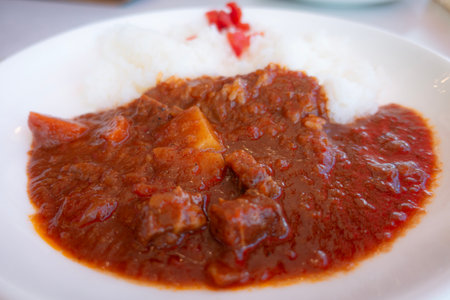 Japanese national food curry riceの写真素材