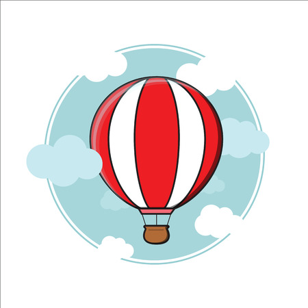 Air Balloon red color in the sky circleのイラスト素材