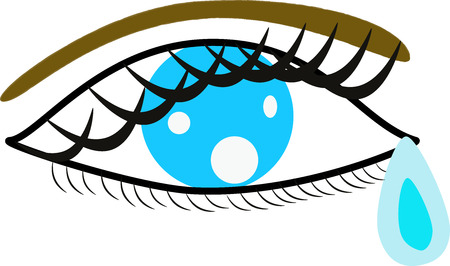 blue eye with tear dropのイラスト素材