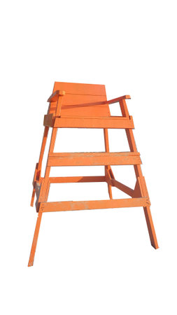 an orange wooden chair at the beachの写真素材