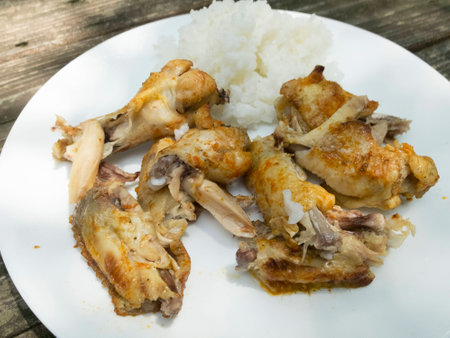 chicken wings and sticky riceの写真素材