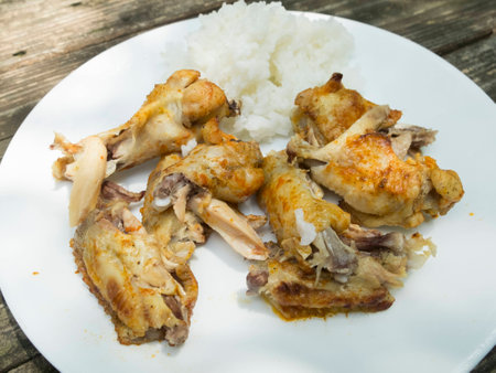 chicken wings and sticky riceの写真素材