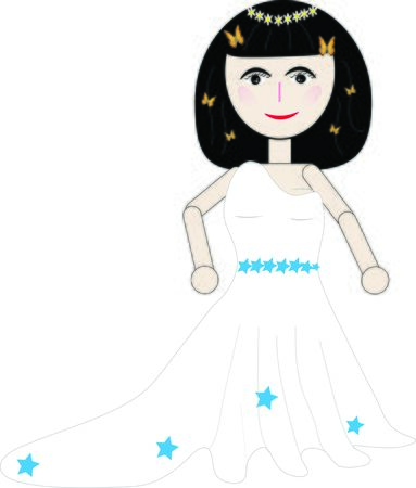 A woman in a starry white dress.のイラスト素材