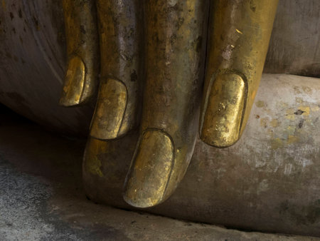 big buddha statue fingers Historic Parkの写真素材