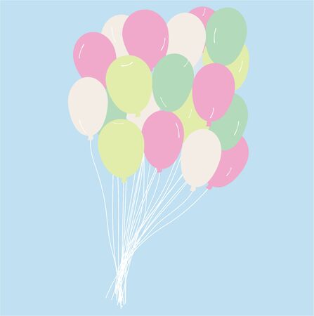 color balloons on blue background illustrationのイラスト素材