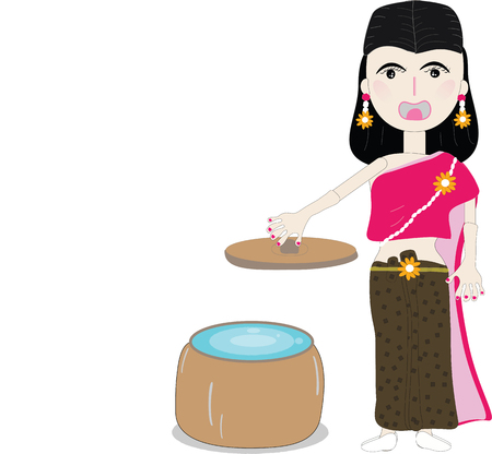 Thai costume woman character  illustrationのイラスト素材