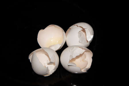 crack egg shells whiteの写真素材