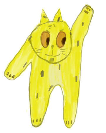 a cat cute cartoon drawing happy illustrationの写真素材