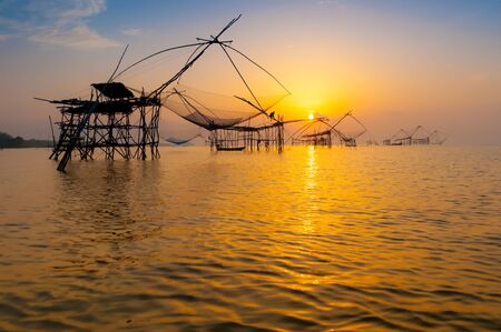 The catch fish of fishermen at dawn in the south, thailandの写真素材