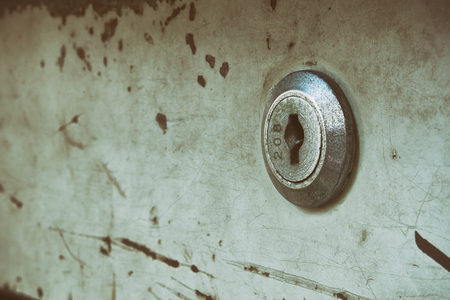 Old key hole of steel cabinet vintage styleの写真素材