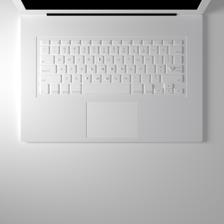 I love you text keyboard laptop for card Valentine's day background,3D render.