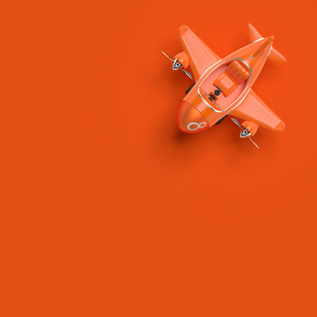 airplane toy minimal concept with copy space for your text,  3d render.
