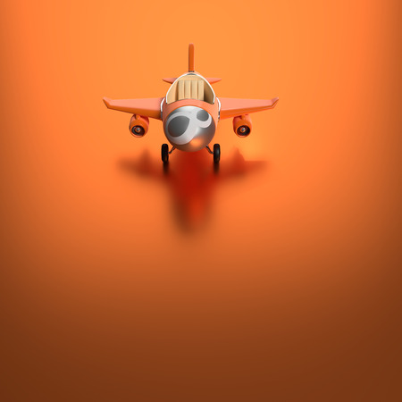 airplane toy orange color minimal concept with copy space for your text,  3d renderの写真素材
