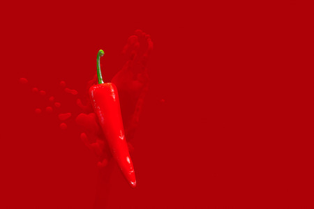 Minimal concept. Chili pepper red hot with clipping path and copy space for your text. 3d render.の写真素材