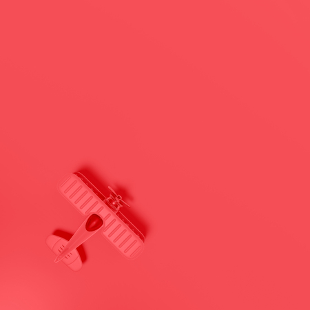 Model plane, airplane toy minimal concept on pink background with copy space for your text,  3d render. Flat lay design.の写真素材
