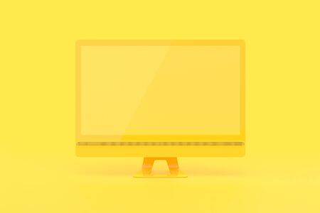 Monitor mock-up or computer background yellow pastel color, 3D Render.の写真素材