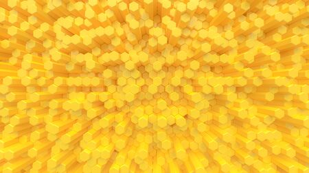 Yellow hexagon texture background. 3D Render.の写真素材