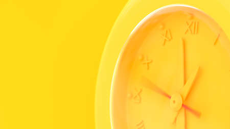 Yellow alarm clock was ringing at 12.59 and copy space for your text. Minimal idea concept, 3D Render.の写真素材
